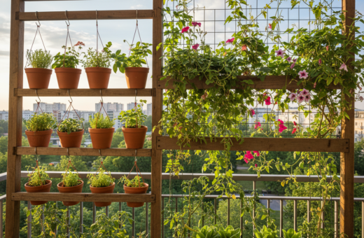 Low-Cost DIY Structures for Supporting Plants Against Railings